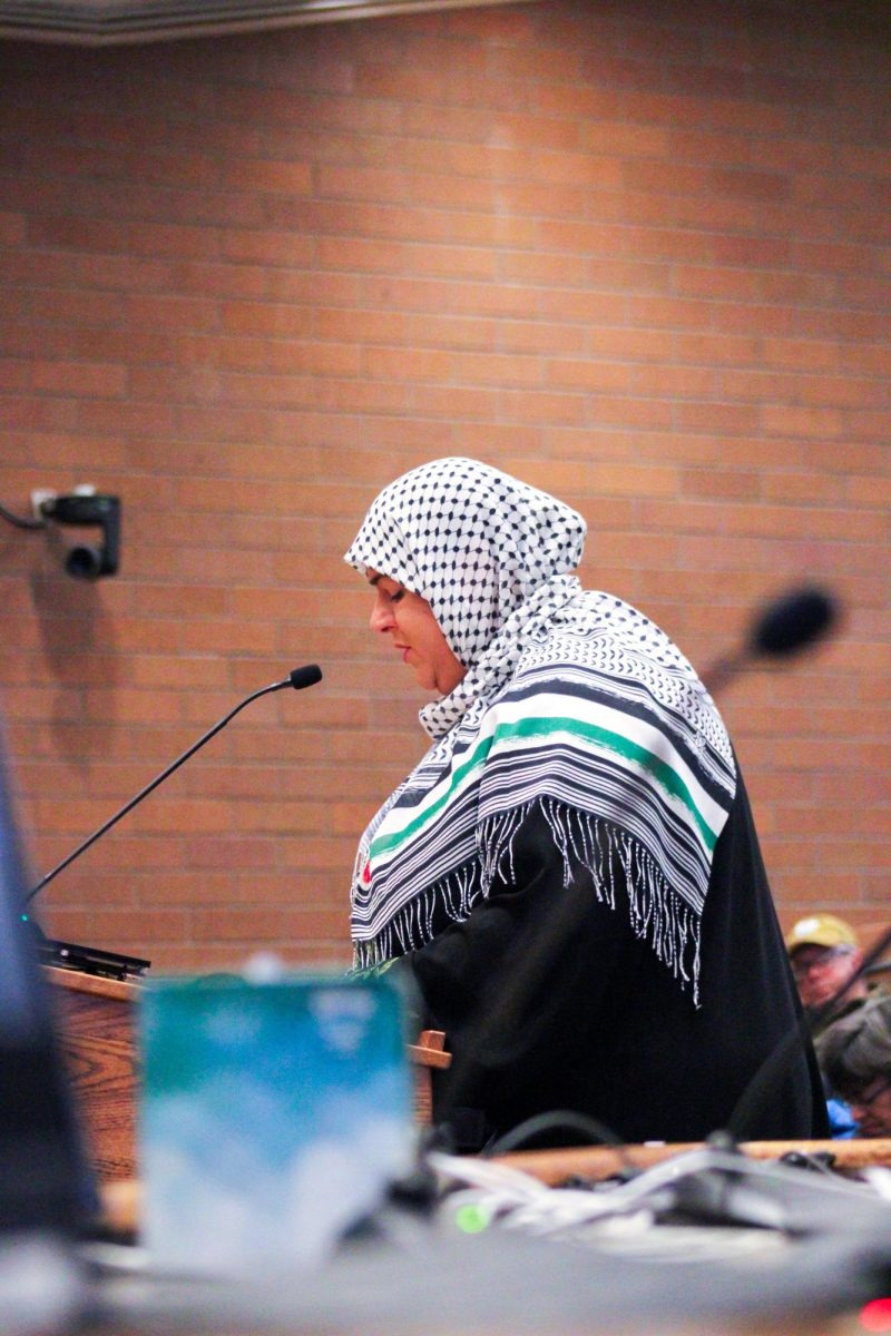 One of over 100 Fort Collins community members addresses the city council about the ongoing war between Israel and Palestine.