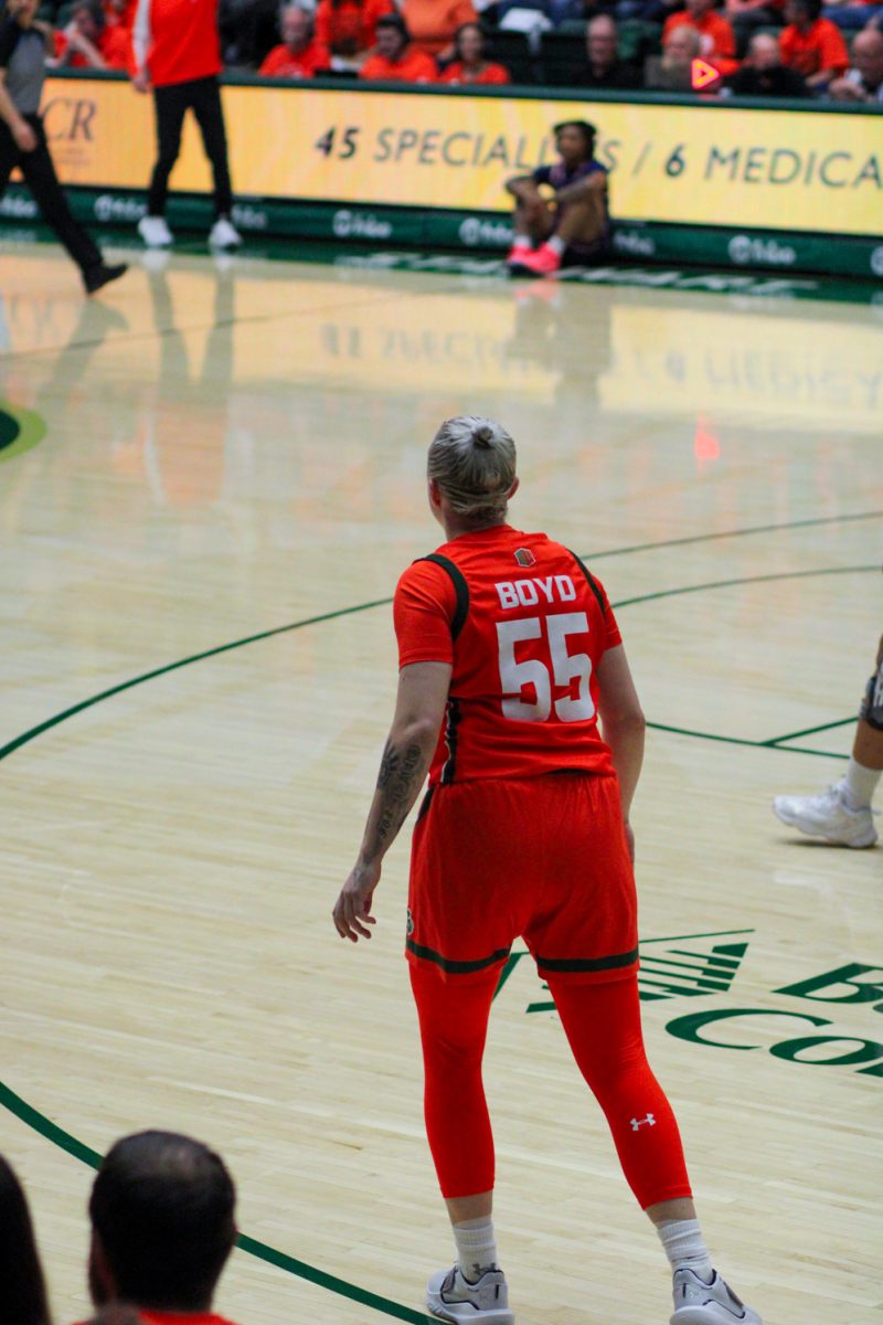 Colorado State guard Meghan Boyd (55) waits for a pass during CSUs game against Fresno State.
