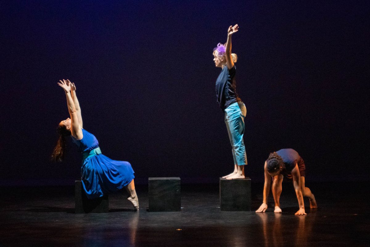 Members of the Life/Art Dance Ensemble perform during the tech rehearsal for the Body/Speak recital on February 9, 2024.