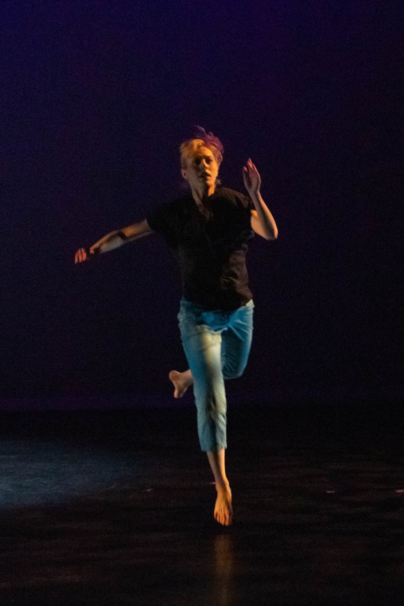A member of the Life/Art Dance Ensemble performs during the tech rehearsal for the Body/Speak recital on February 9, 2024.