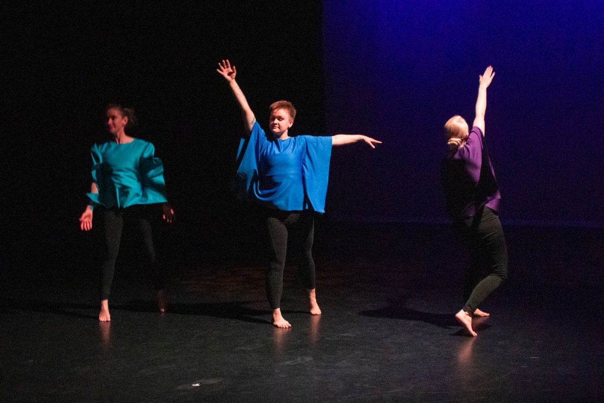 Members of the Life/Art Dance Ensemble perform during the tech rehearsal for the Body/Speak recital on February 9, 2024