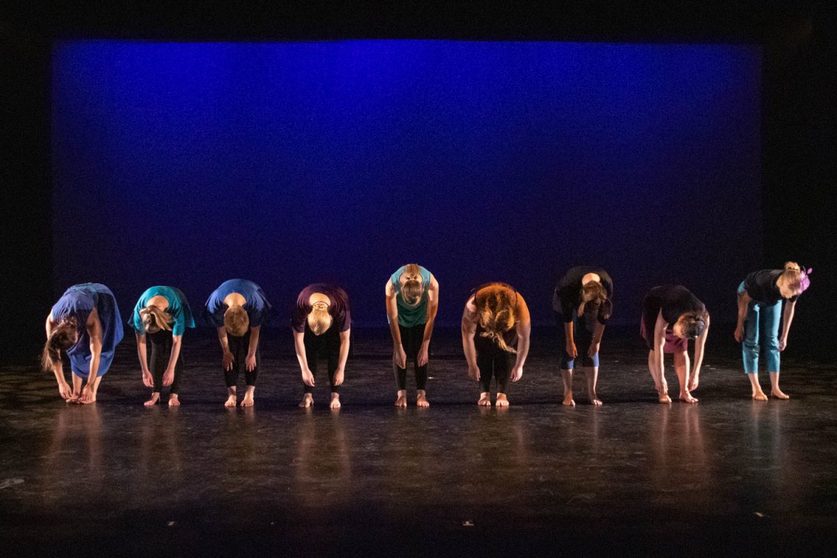 All the members of the Life/Art Dance Ensemble take a bow during the tech rehearsal for the Body/Speak recital on February 9, 2024.