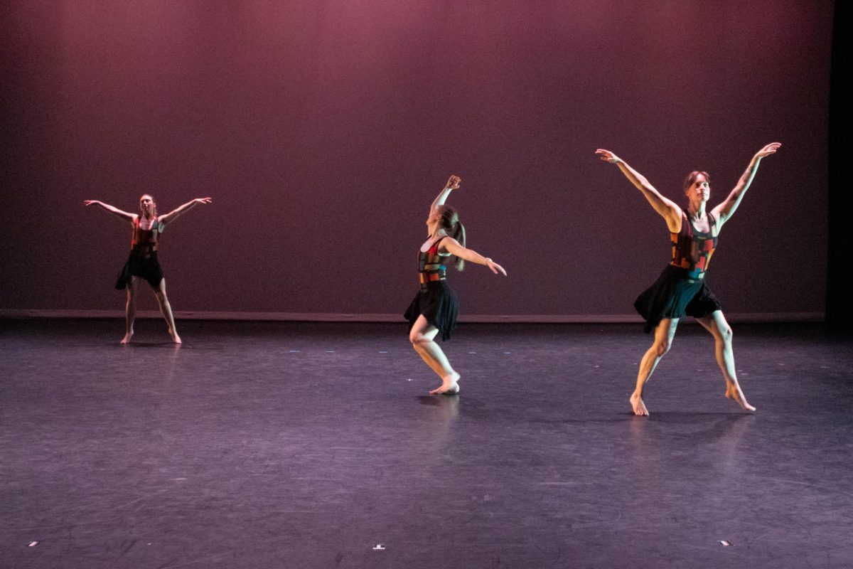 Members of the Hannah Kahn Dance Company perform during the tech rehearsal for the Body/Speak recital on February 9, 2024.