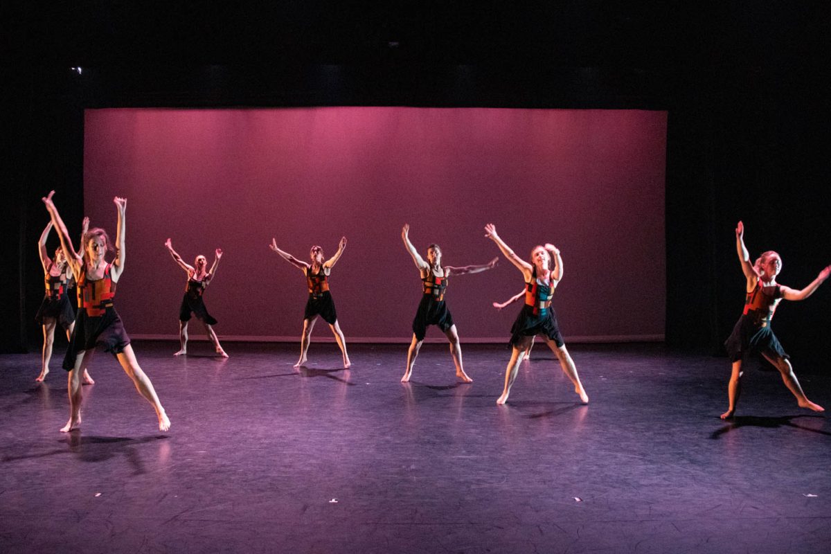 Members of the Hannah Kahn Dance Company perform during the tech rehearsal for the Body/Speak recital on February 9, 2024.