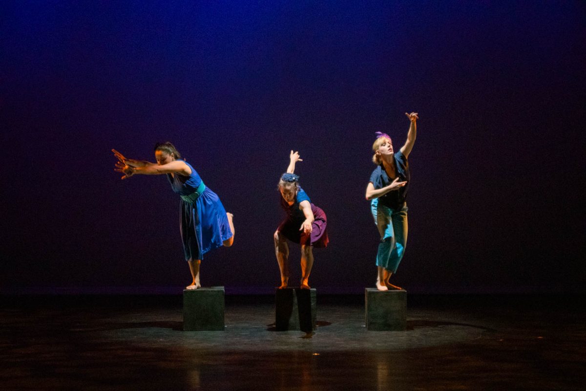 Members of the Life/Art Dance Ensemble perform during the tech rehearsal for the Body/Speak recital on February 9, 2024.
