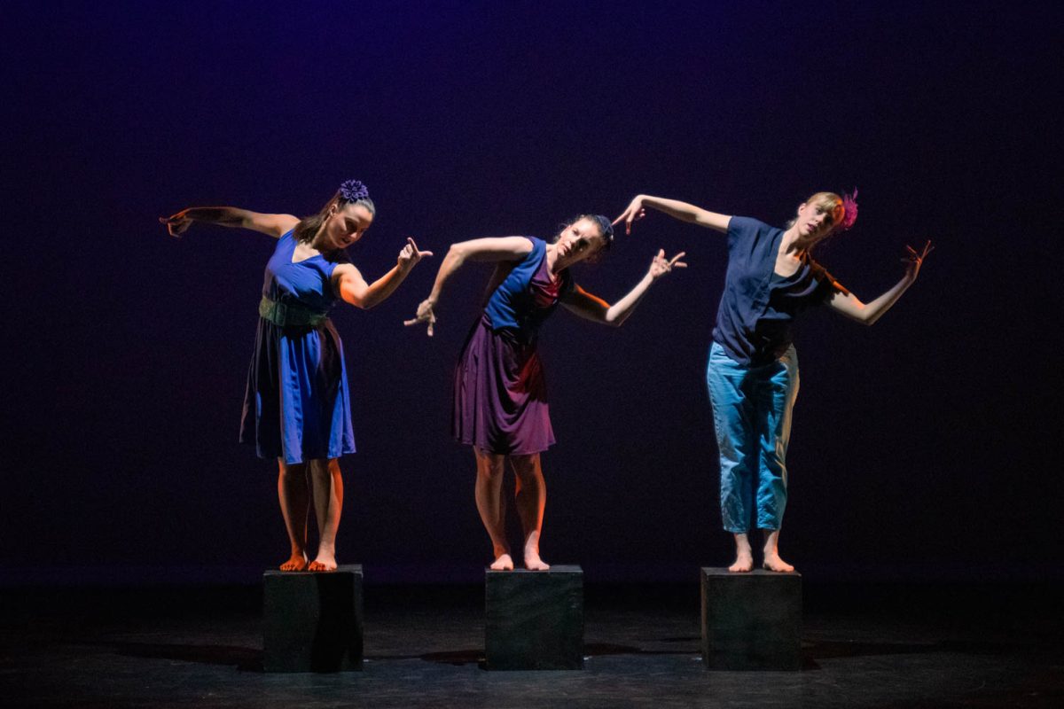 Members of the Life/Art Dance Ensemble perform during the tech rehearsal for the Body/Speak recital on February 9, 2024.