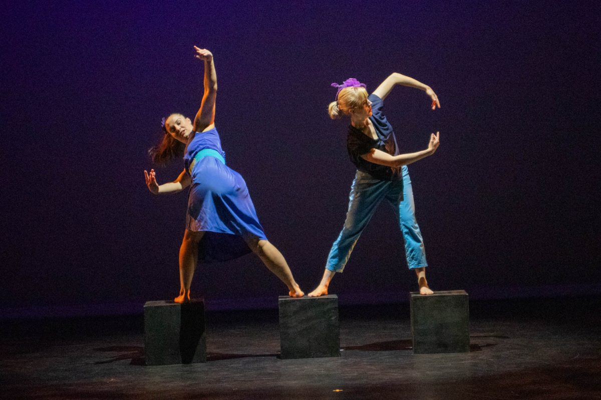 Members of the Life/Art Dance Ensemble perform during the tech rehearsal for the Body/Speak recital on February 9, 2024.