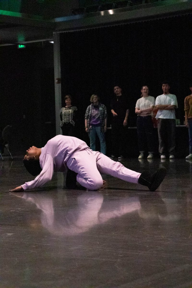 One of the instructors demonstrates how to dip during the Category is Ballroom event on February 15, 2024.
