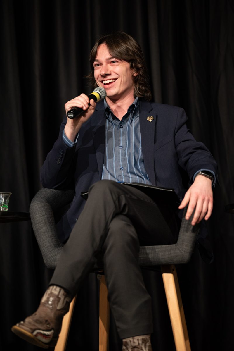 Panelist Nick DeSalvo, ASCSU president, shares his experiences at a Thematic Year of Democracy discussion.