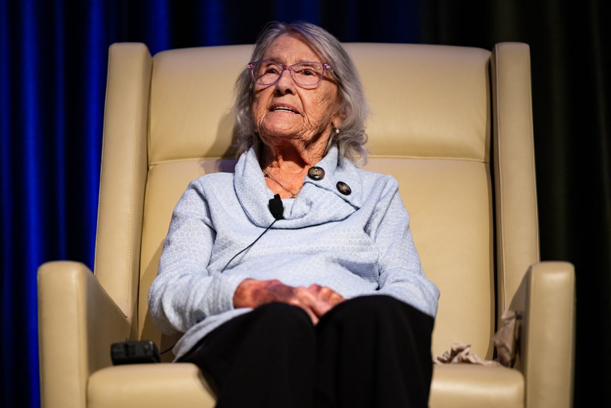 Esther Basch, a Holocaust survivor, talks about her experiences at the Evening with a Holocaust Survivor event.