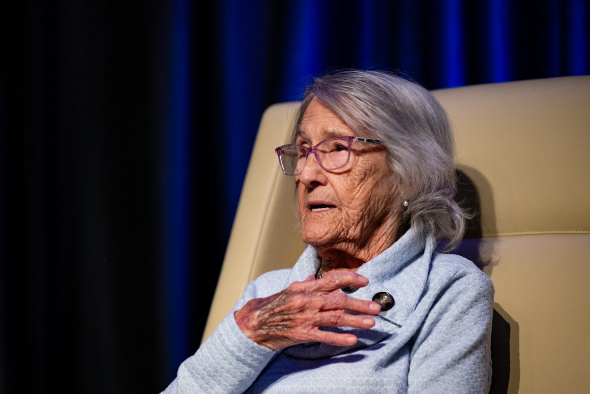 Esther Basch, a Holocaust survivor, talks about her experiences at the Evening with a Holocaust Survivor event.