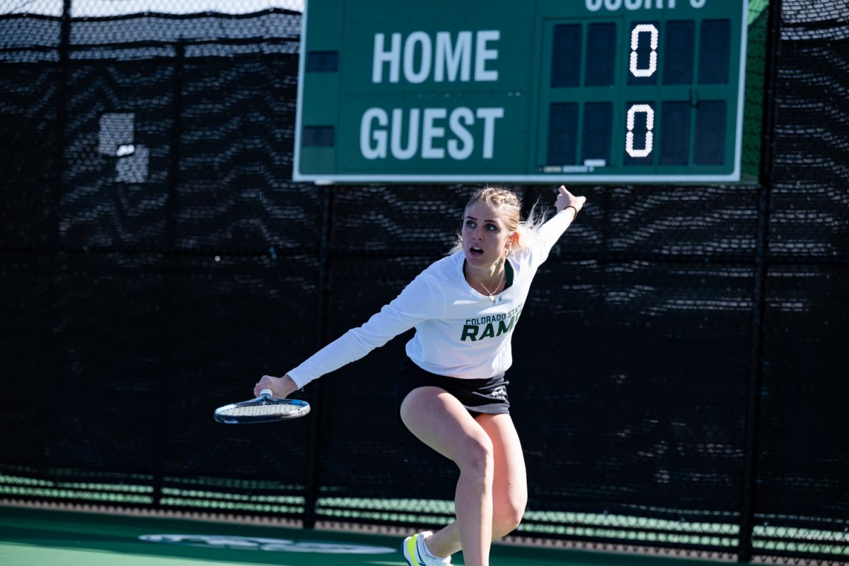 Graduate student Sarka Richterova returns a serve during a singles match against Northern Arizona University.