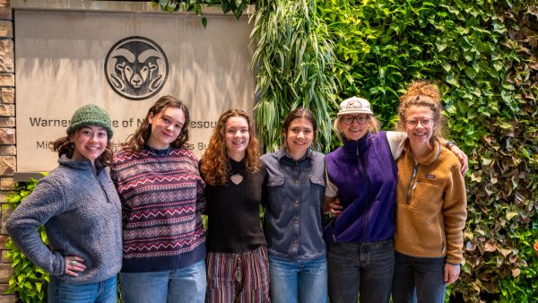 Members of the Womens Outdoor Leadership Initiative pose for a group photo in the Colorado State University Warner College of Natural Resources Feb. 27.