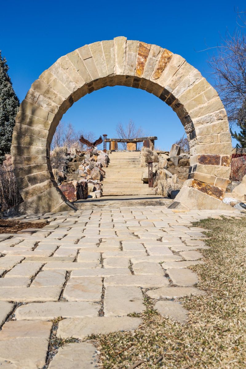 A stone arch at the Rock Garden Feb. 29. Located on North College Avenue at the south shore of Terry Lake, The Rock Garden is a landscaping supply store featuring several stone sculptures.