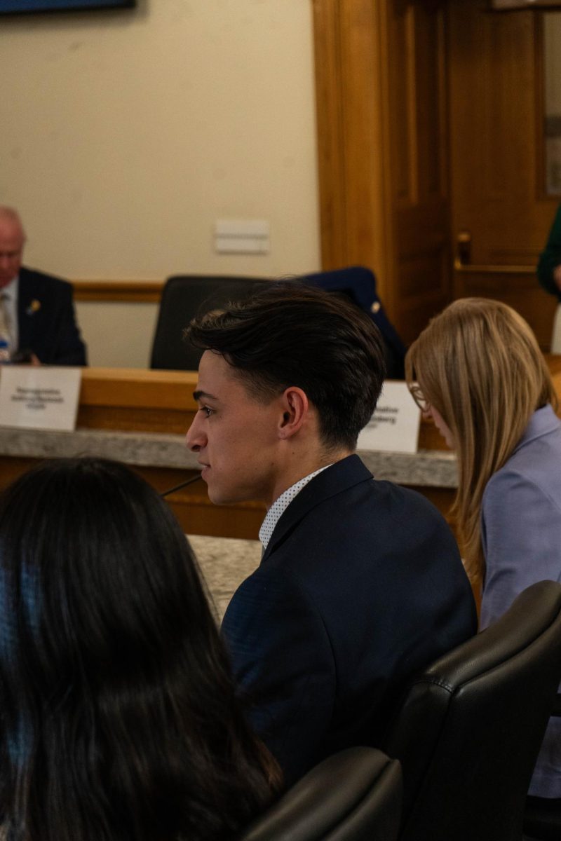 Joseph Goodshall testifies on HB-1018, a bill regarding the removal of textbook taxes for college students in front of the Colorado House of Representatives Finance Committee on Feb. 8. The bill passed committee by way of an 8-3 majority after nine students from Colorado State University testified. 