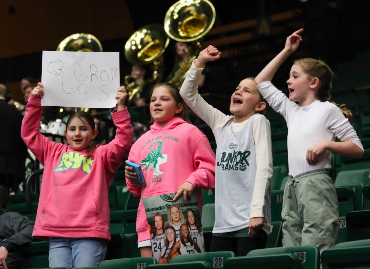 Junior Ram fans sing along to Taylor Swift before the Colorado State University women's basketball team takes the court against San Diego State University. Feb. 3.