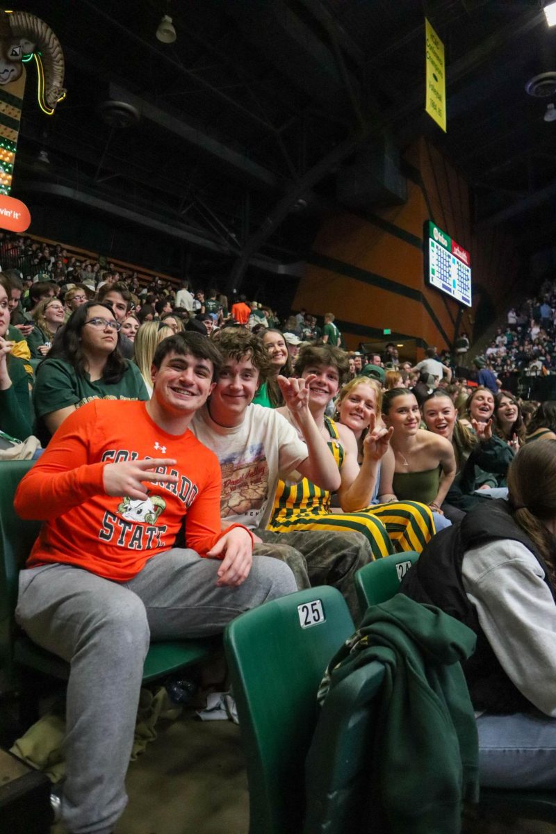 Colorado State University students watch half-time games and prepare to cheer on the Rams in the second half at the basketball game against San Jose State University. CSU won 66-47. Feb. 9.