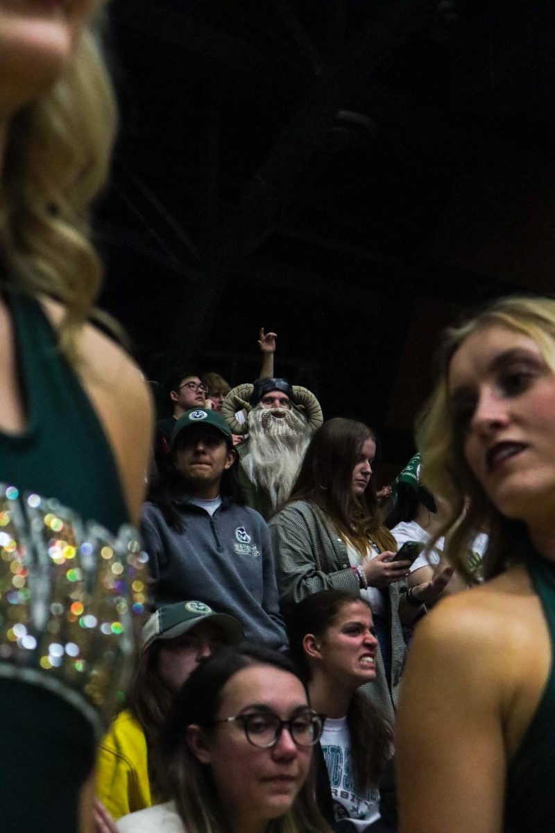 Colorado State University Ram Man watches the game intently at the basketball game against San Jose State University. CSU won 66-47. Feb. 9.