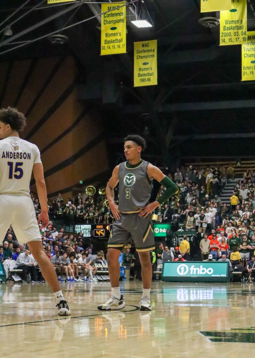 Colorado State University No. 3 Josiah Strong observes the court in between plays at the basketball game against San Jose State University. CSU won 66-47. Feb. 9.