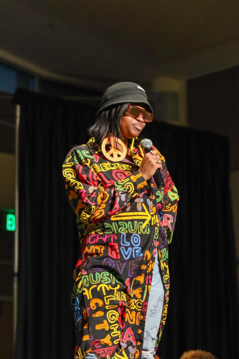 Student designer Ramsey put together this futuristic outfit at the Colorado State University Black/African American Cultural Center's (B/AACC) Hair and Fashion show. Feb 22.