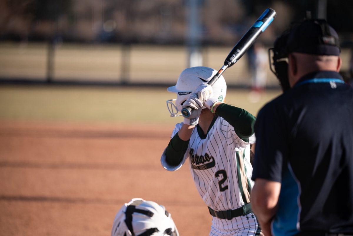 Senior Maya Matsubara (2) gets ready to bat against Iowa State.