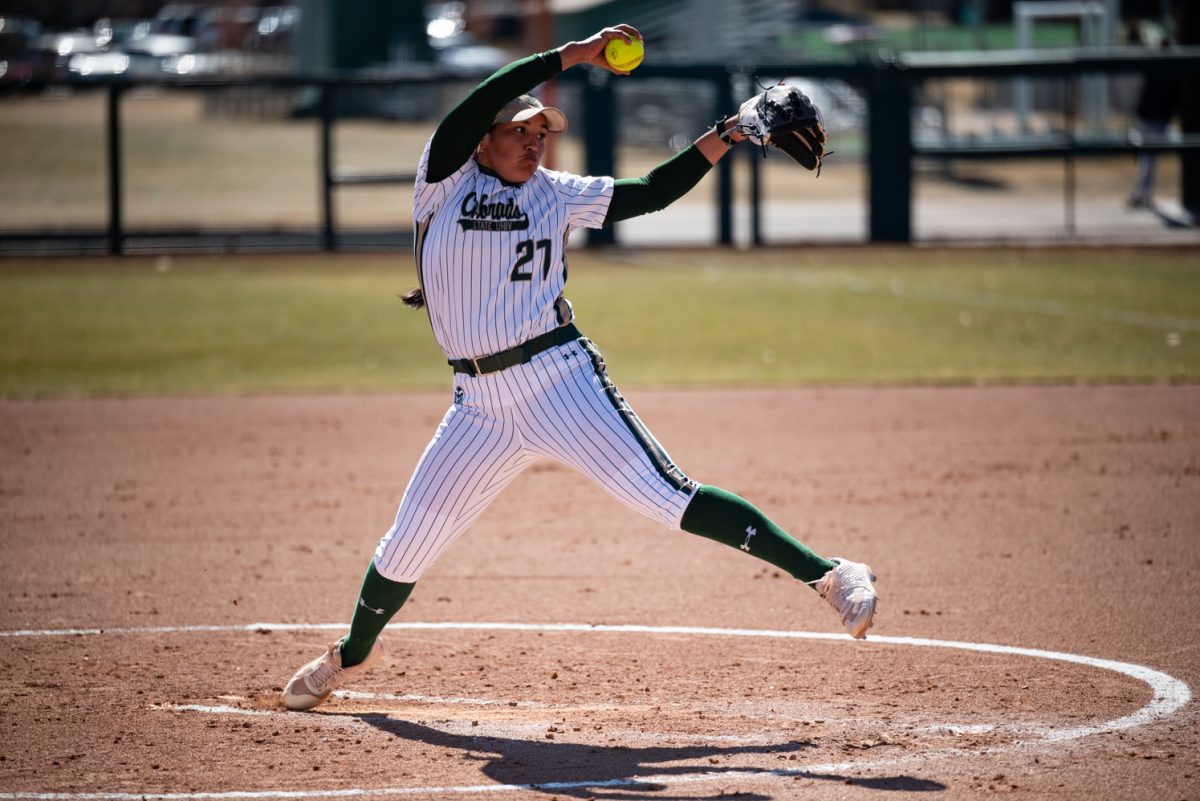 Graduate student Danielle Serna (21) pitches against Iowa State.