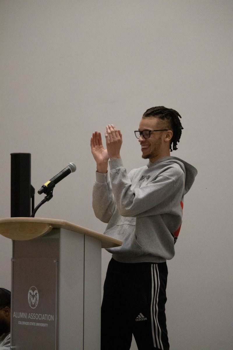 Jakye Nunley raps "The West of Boulder" during Black History Month Closing Open Mic Night on February 29, 2024.