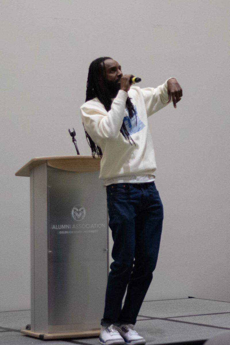 Lane-O performs during the Black History Month Closing Open Mic Night on February 29, 2024.