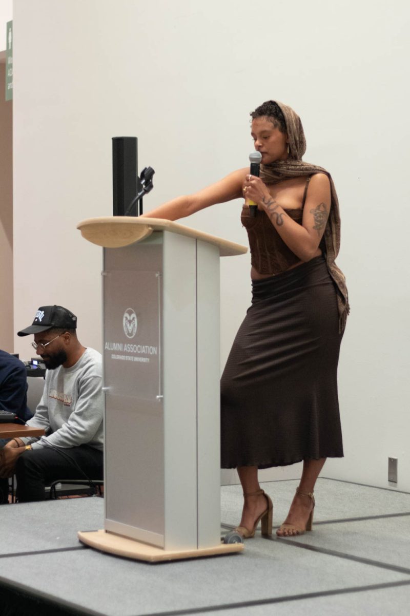 Breonna Abuya performs her poem during the Black History Month Closing Open Night on February 29, 2024.