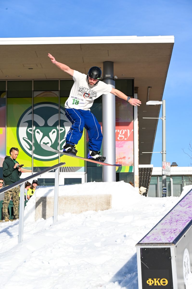 Tristan Anderson hits the rail at CSU's RailJam revival on March 21, 2024.
