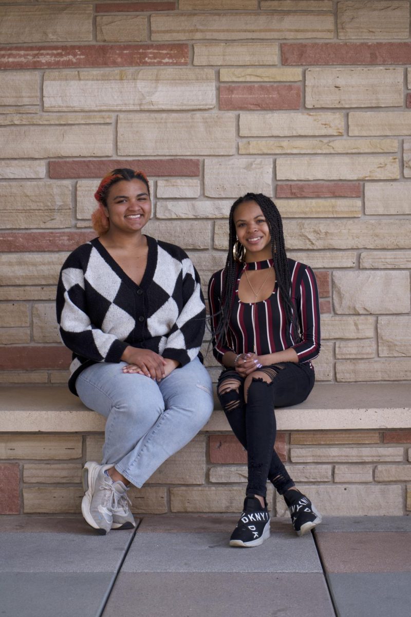 2024 ASCSU Vice Presidential Candidate Ava Ayala and Presidential Candidate Claudia Paraiso pose for a photo outside the Lory Student Center March 21.
