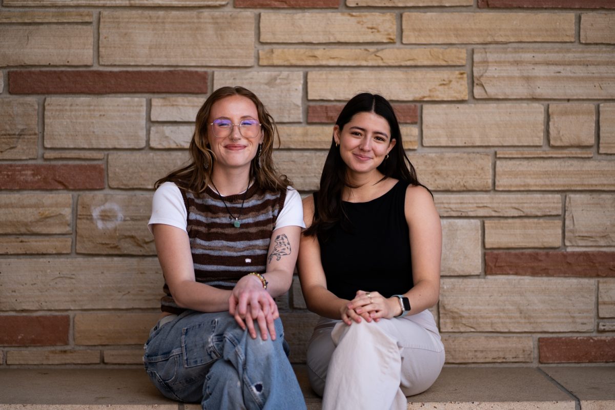2024 Associated Students of Colorado State University vice presidential candidate Leticia Madrigal-Tapia and presidential candidate Jorja Whyte pose for a photo