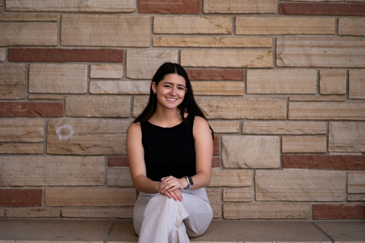 2024 Associated Students of Colorado State University vice presidential candidate Leticia Madrigal-Tapia poses for a photo outside the Lory Student Center March 27.