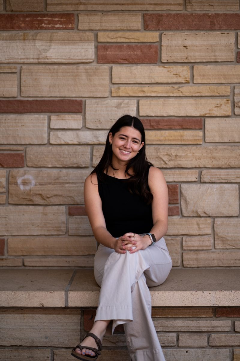 2024 Associated Students of Colorado State University vice presidential candidate Leticia Madrigal-Tapia poses for a photo outside the Lory Student Center March 27.