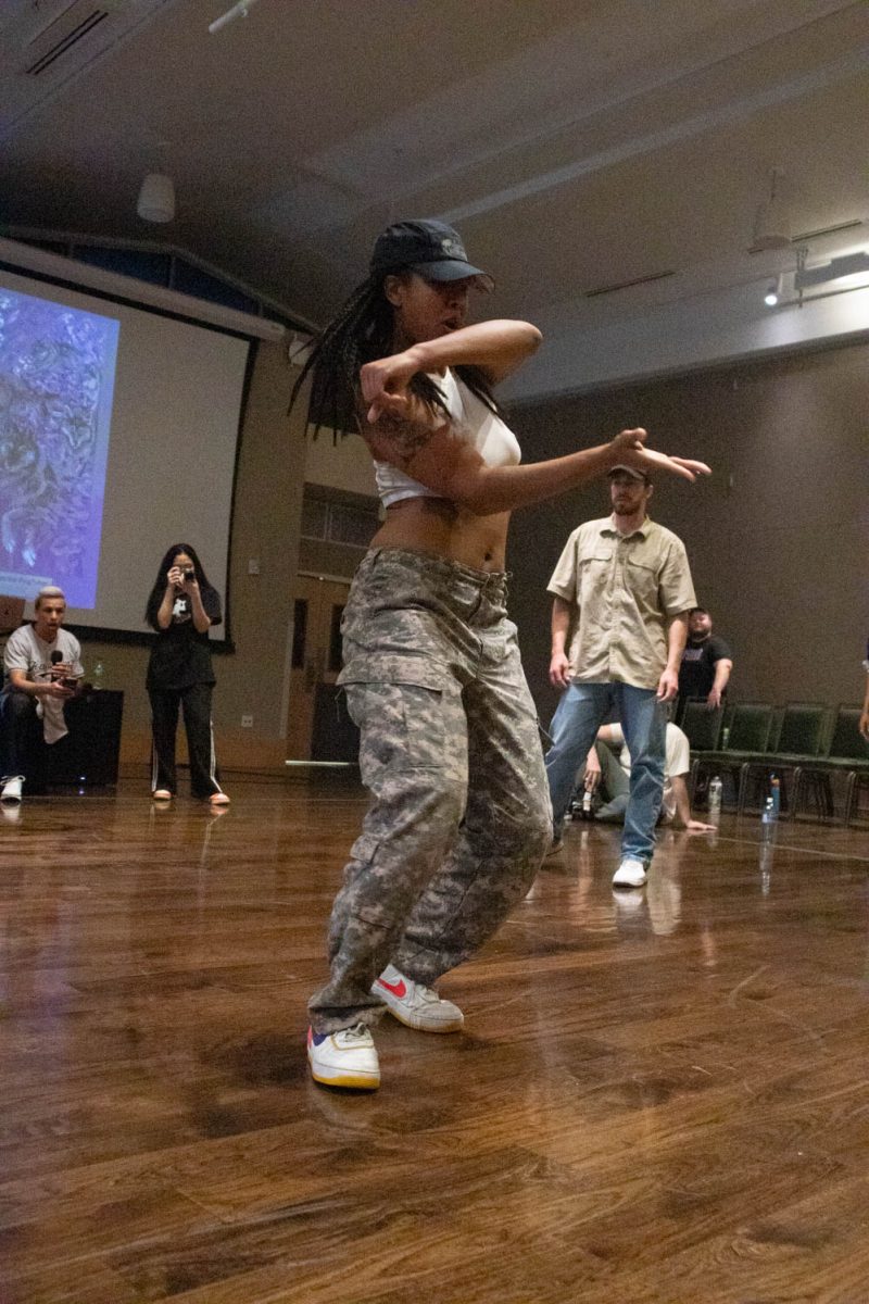 A member of the duo Candy Yamz performs during the final battle of the 2v2 dance battles during Vision:Provoke Imagination March 30 at Colorado State University.
