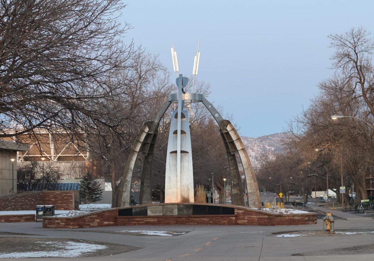 Isaac Newton Statue from the east in front of the Yates building, March 9.