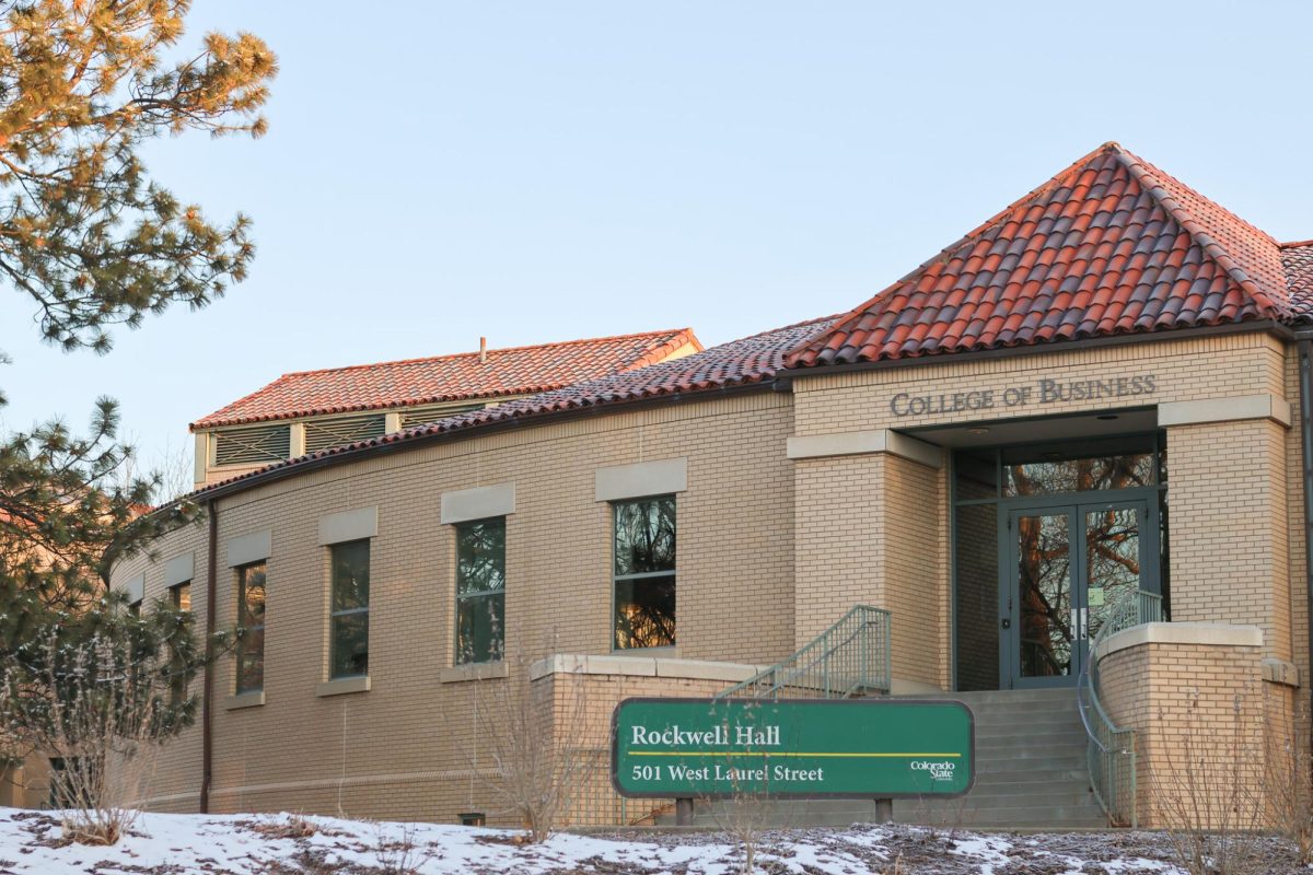 Rockwell Hall from the south side facing the Lory Student Center, March 9.