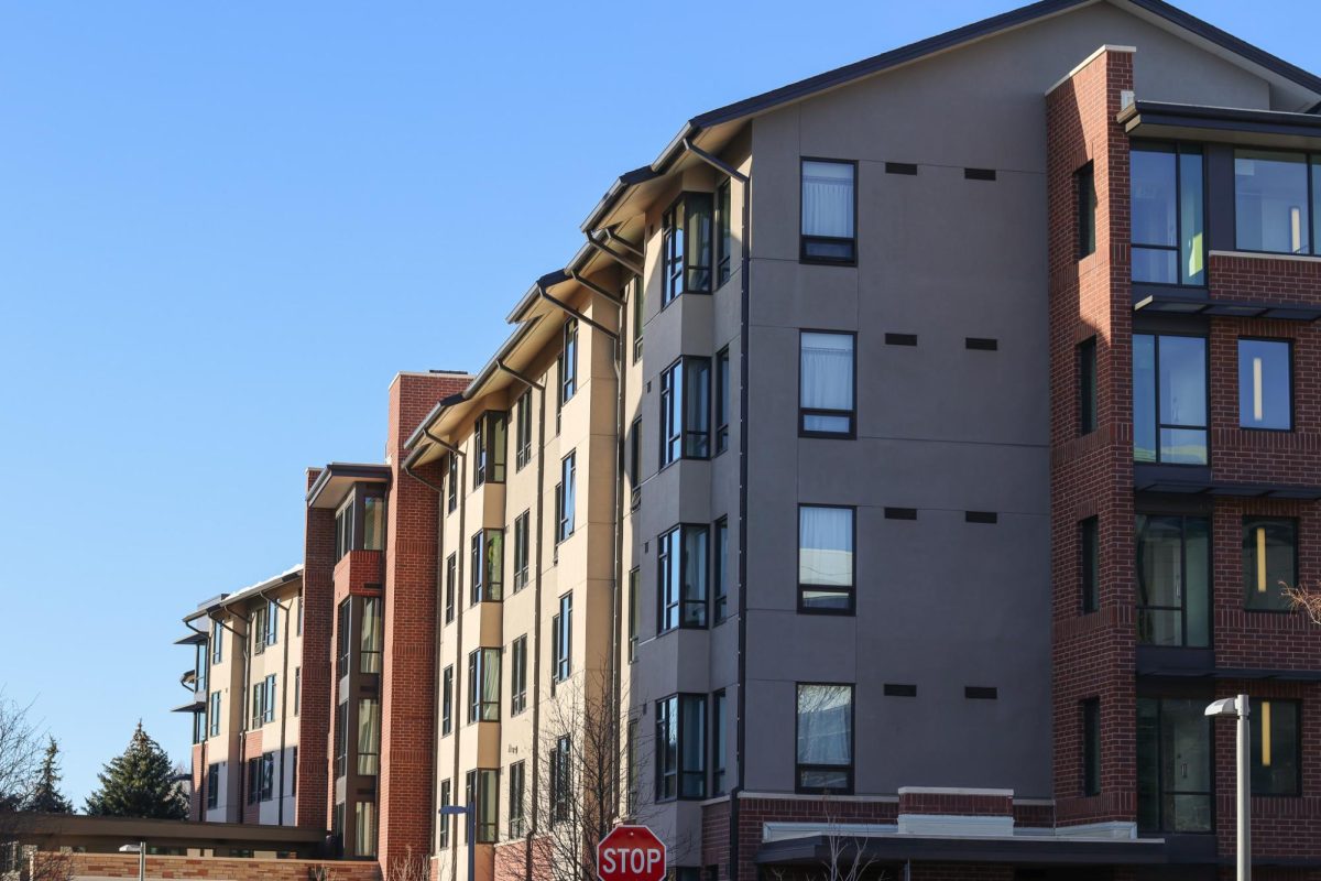 Aggie Lodgepole Village apartments from the north side facing Lake Street, March 9.