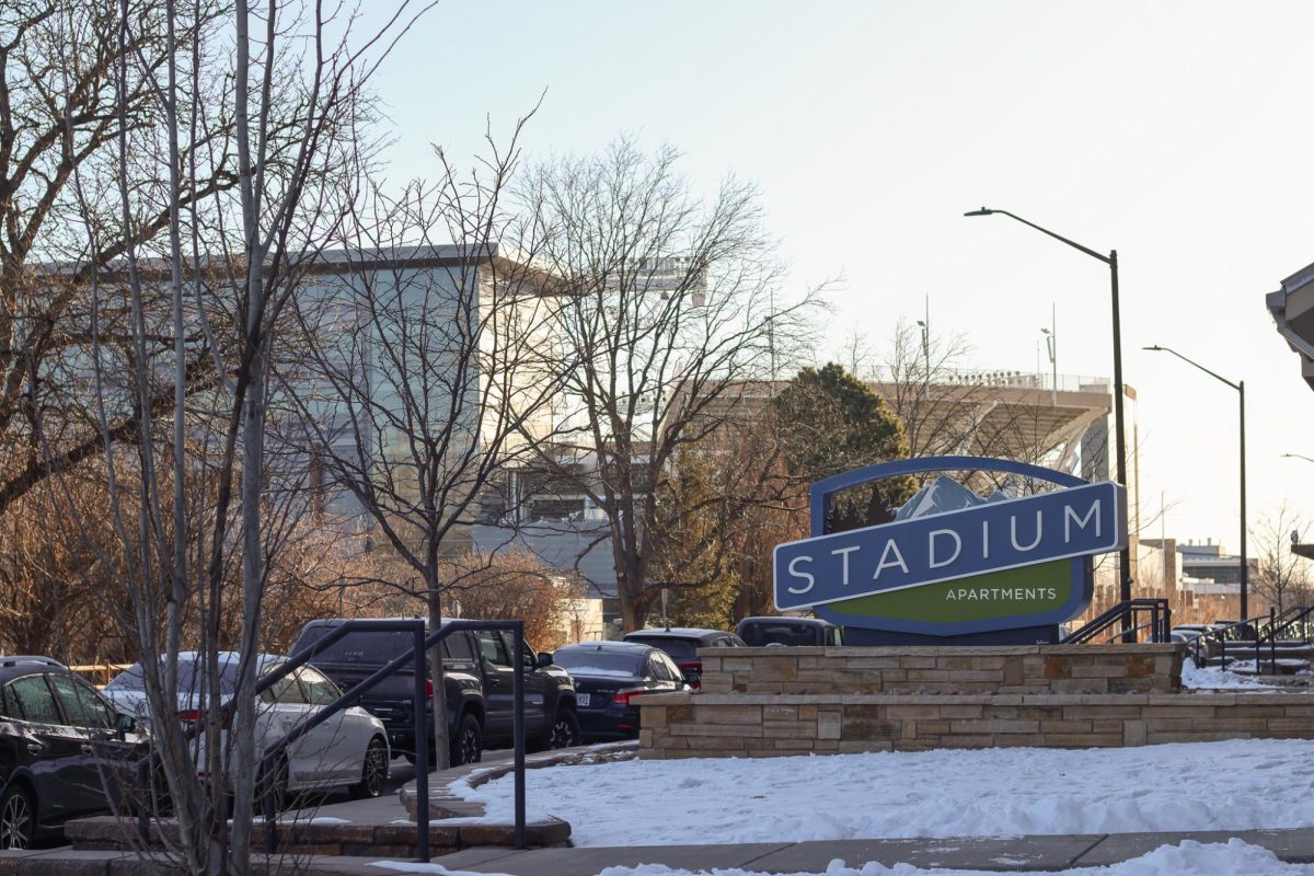 The Stadium apartments on CSU Campus in front of Canvas Stadium, March 9.