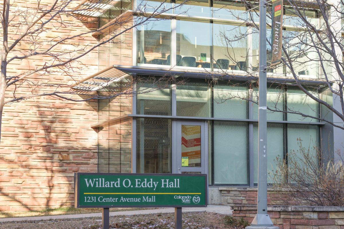 Willard O. Eddy Hall from the east side, facing Center Avenue Mall, March 9.