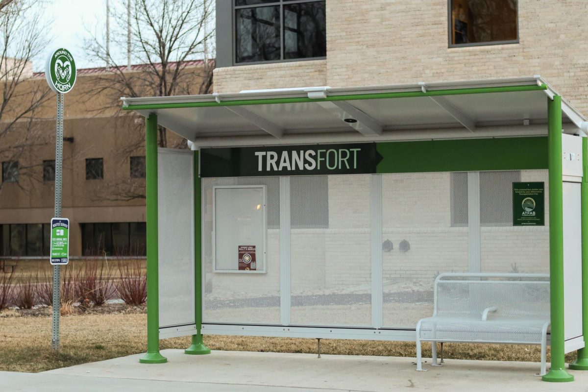 TransFort and Around The Horn bus station in front of the Nutrien Agricultural Sciences Building, March 11.
