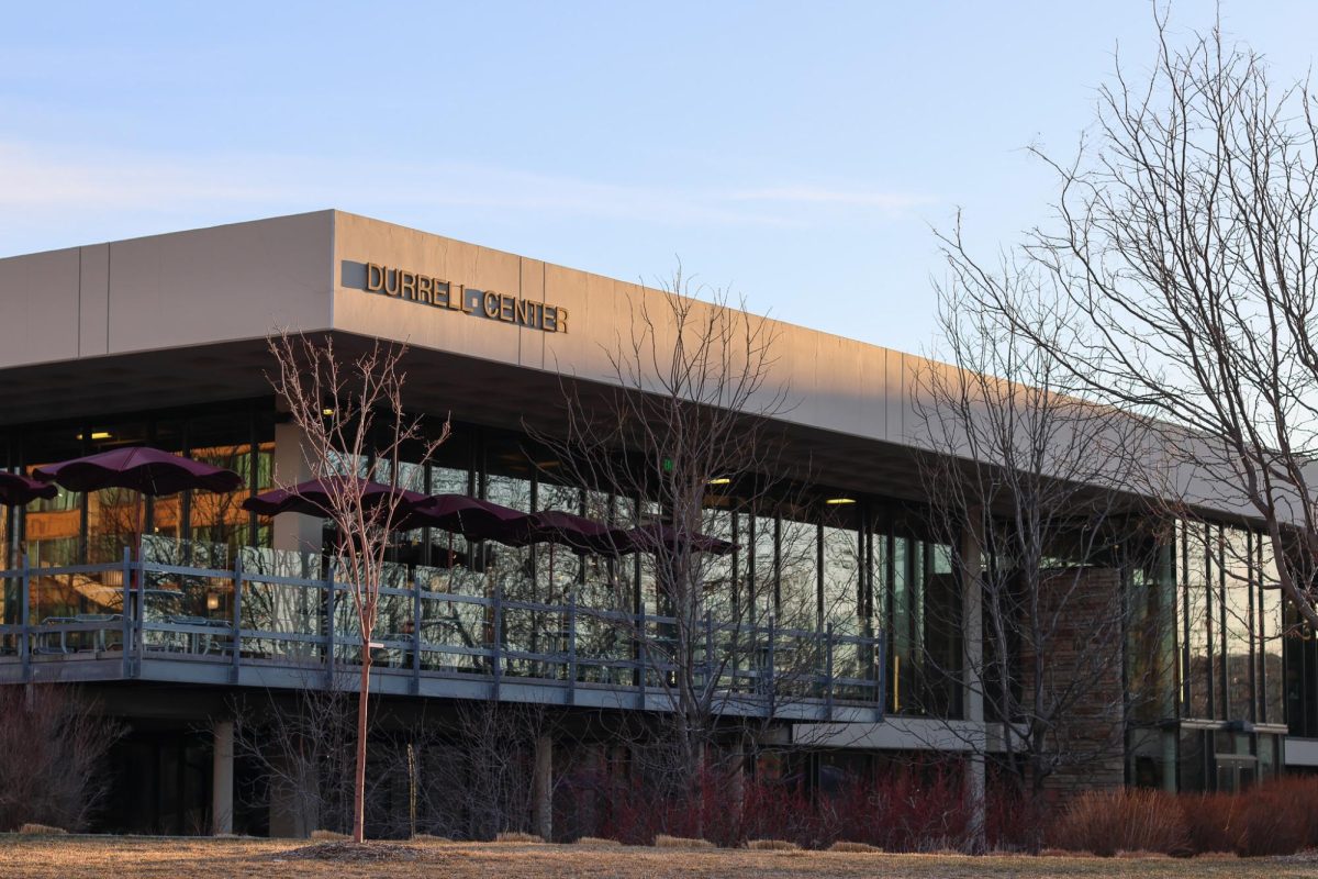 The south entrance to the Durrell Center along Plum Street, March 12.