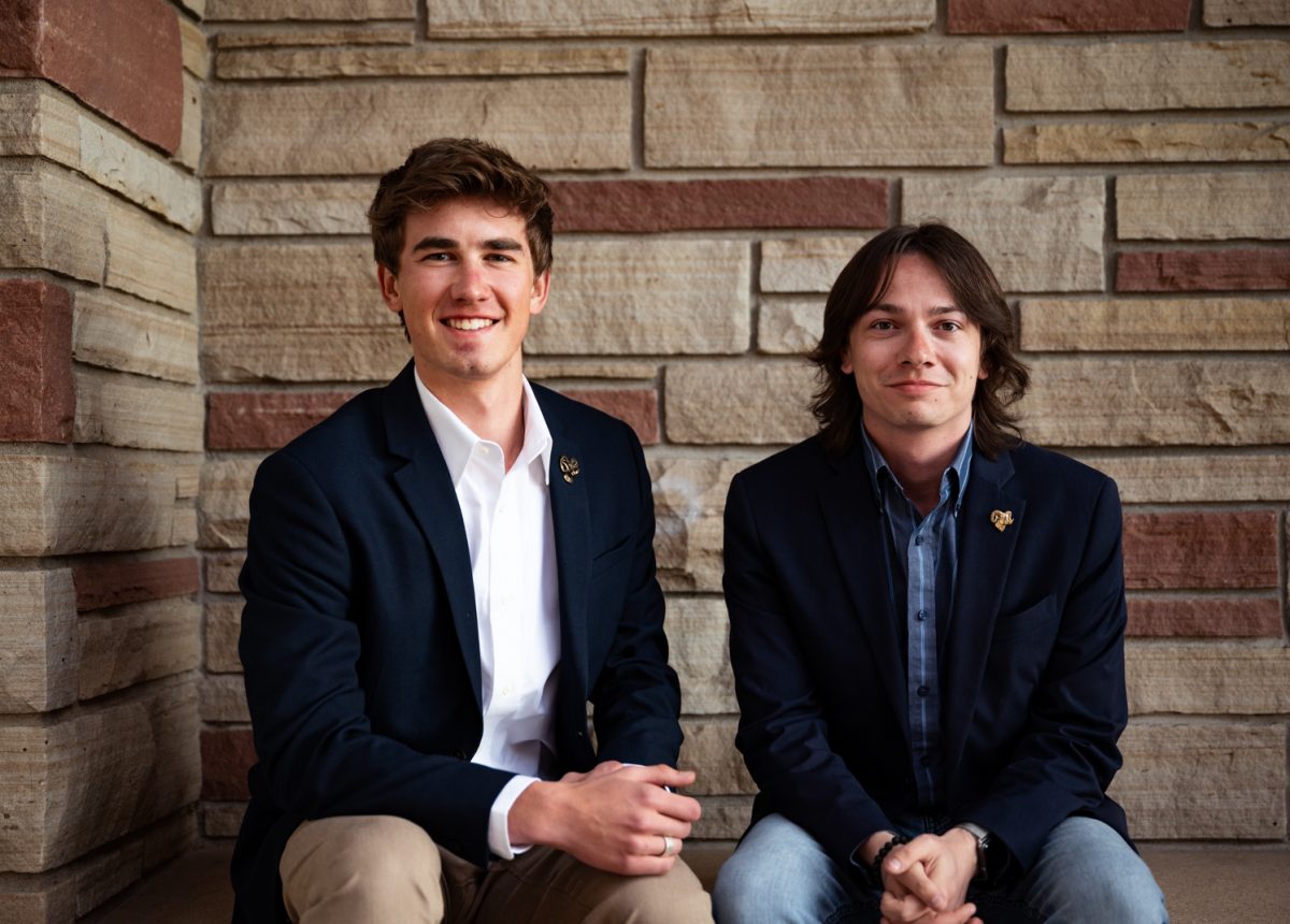 2024 ASCSU Vice Presidential Candidate Braxton Dietz and Presidential Candidate Nick DeSalvo pose for a photo.
