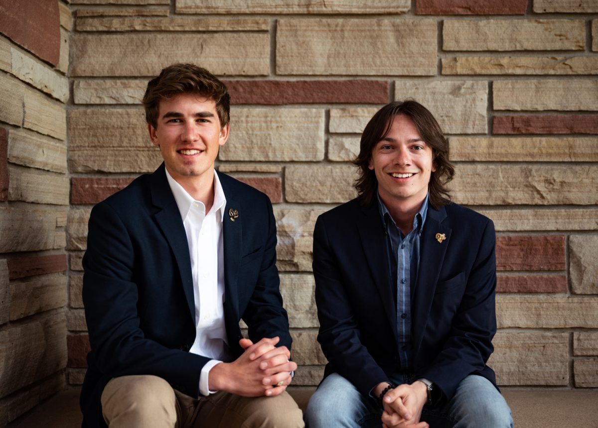 2024 ASCSU Vice Presidential Candidate Braxton Dietz and Presidential Candidate Nick DeSalvo pose for a photo.