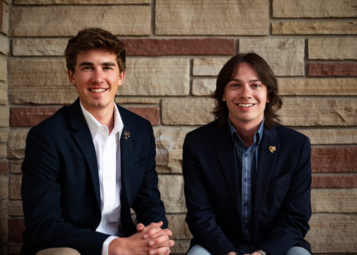 2024 ASCSU Vice Presidential Candidate Braxton Dietz and Presidential Candidate Nick DeSalvo pose for a photo.
