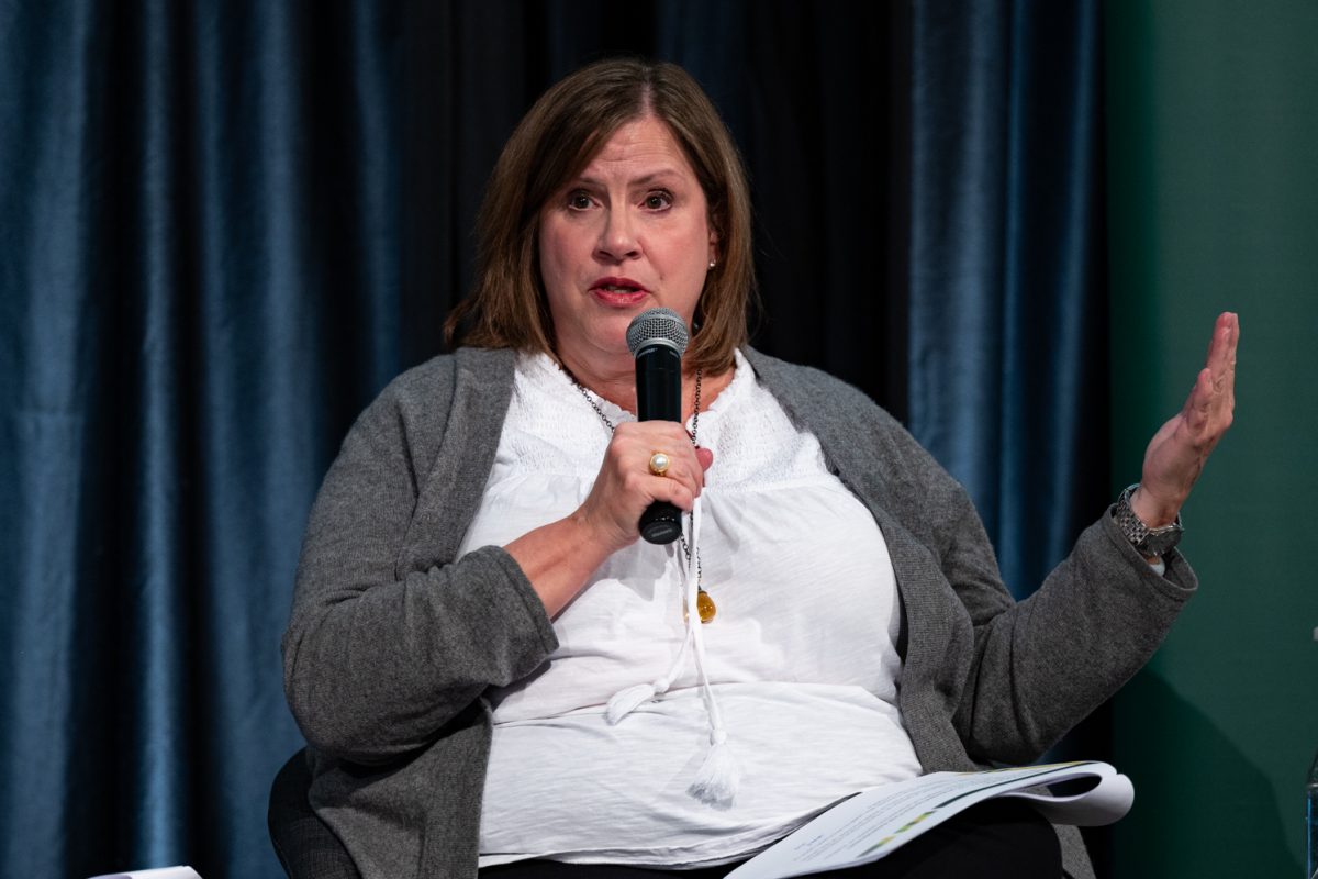 Jannine Mohr, Colorado State University Deputy General Counsel, explains freedom of speech at the Conversation on the First Amendment and Higher Education panel.