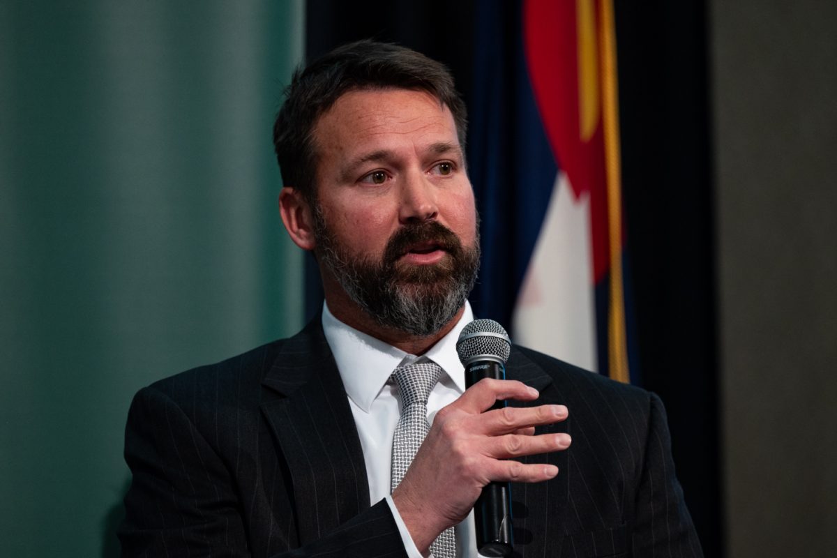 Jason Johnson, General Counsel for the Colorado State University System, explains the First Amendment at the Conversation on the First Amendment and Higher Education panel.