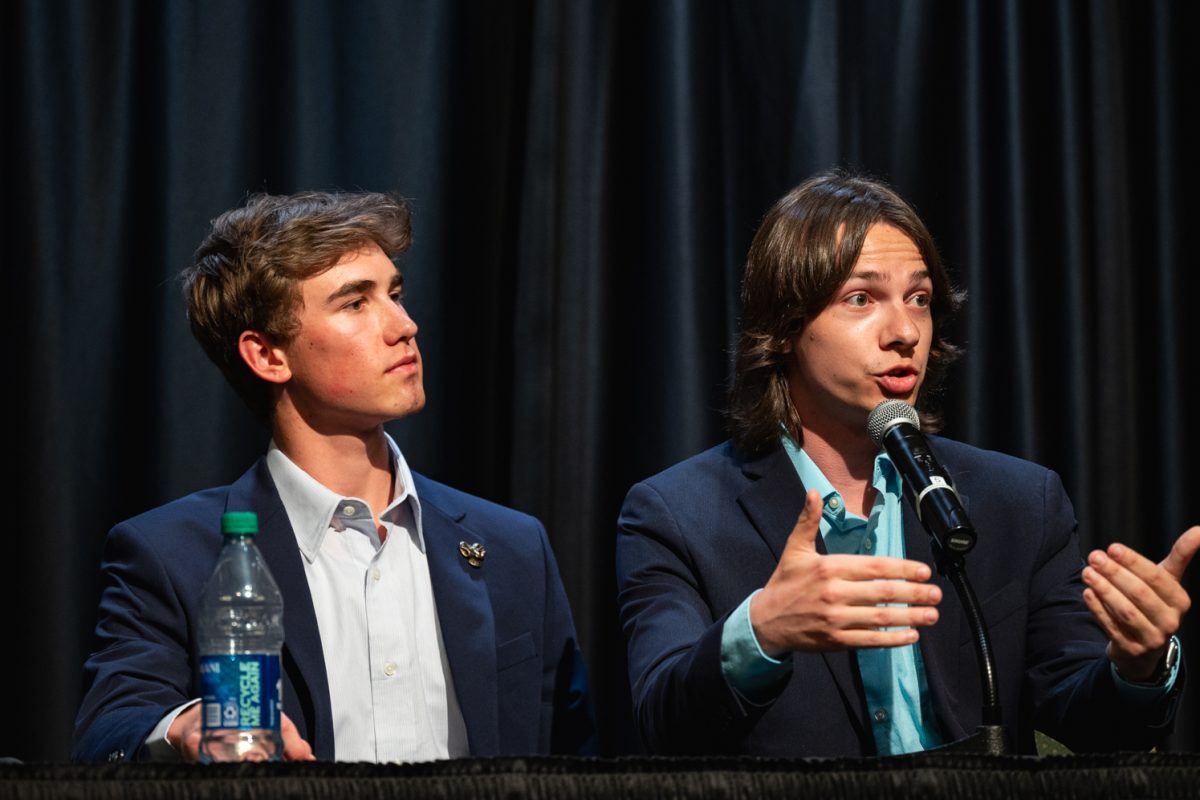 ASCSU Presidential Candidate Nick DeSalvo says his closing remark during the ASCSU Presidential and Vice Presidential Debates.