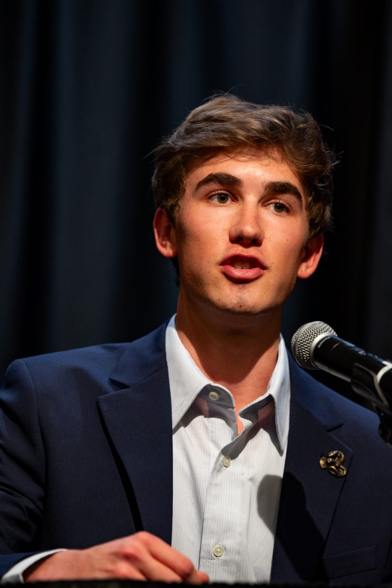ASCSU Vice Presidential Candidate Braxton Dietz begins his opening statement during the ASCSU Vice Presidential and Presidential Debates.