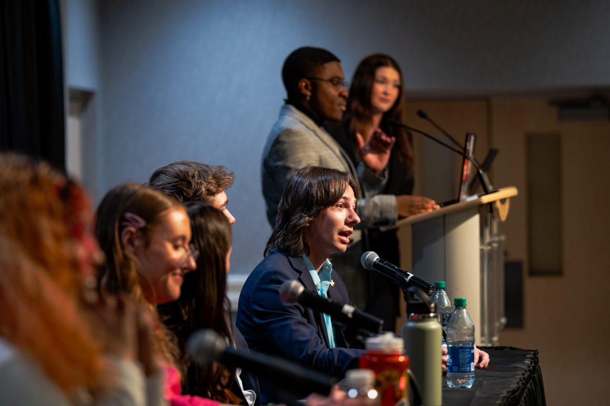 ASCSU Presidential Candidate Nick DeSalvo speaks during the ASCSU Presidential and Vice Presidential Debates.